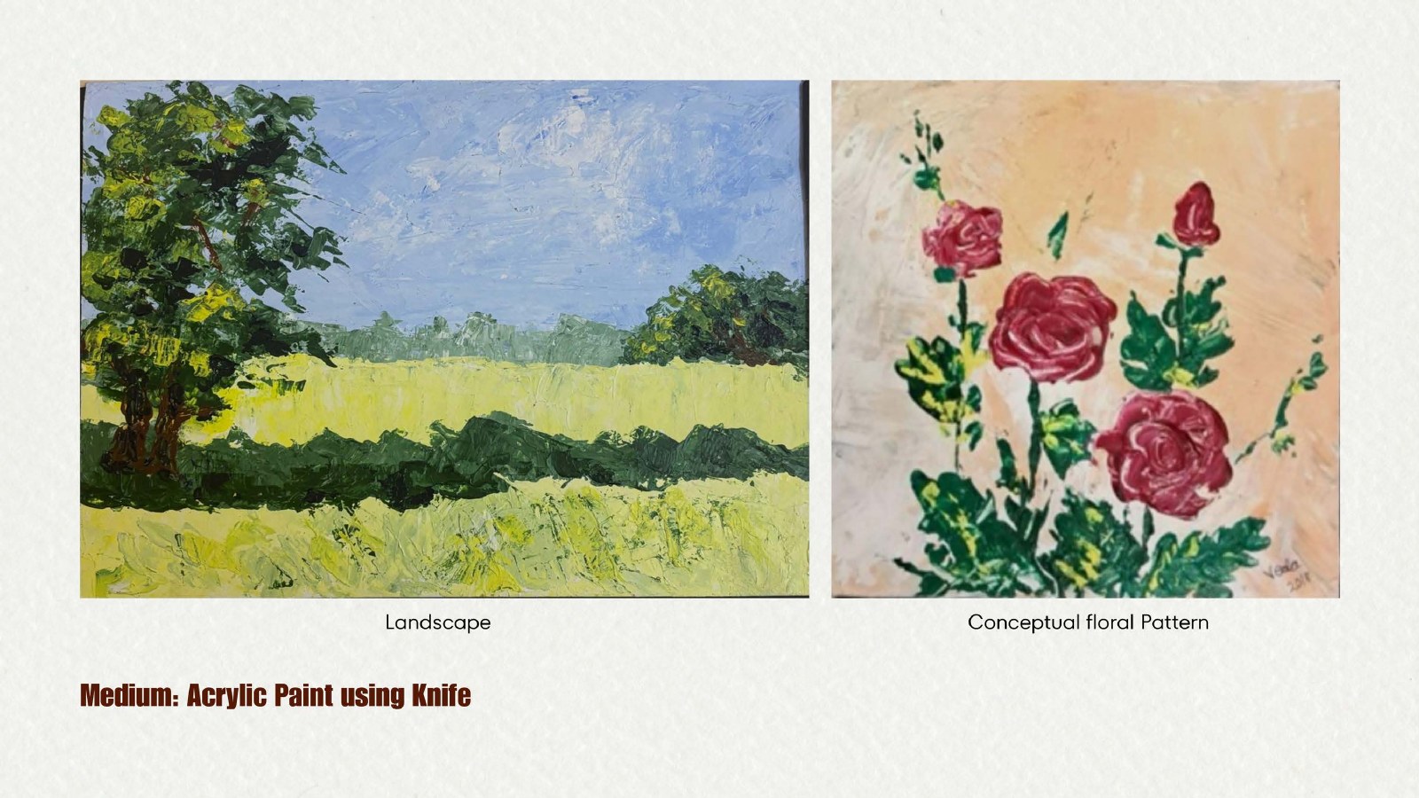 Landscape & Floral, Palette knife acrylic