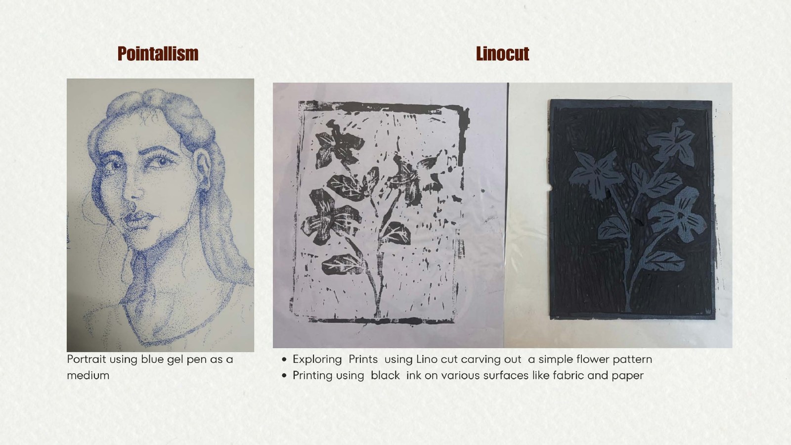 Pointillism & Linocut, Mixed print methods