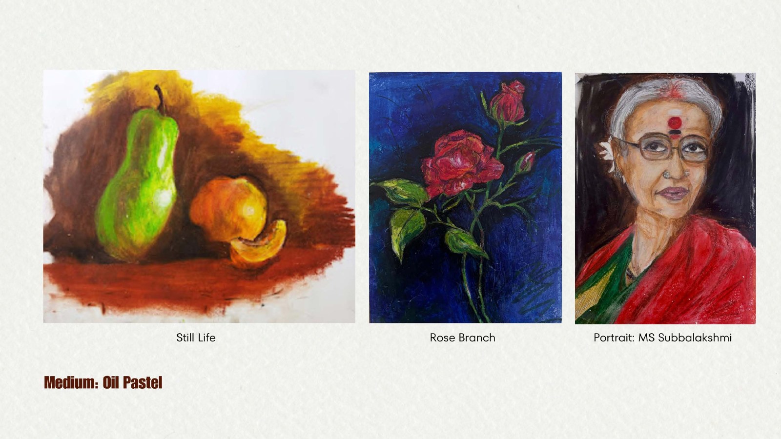 Still Life & Portrait, Oil pastel