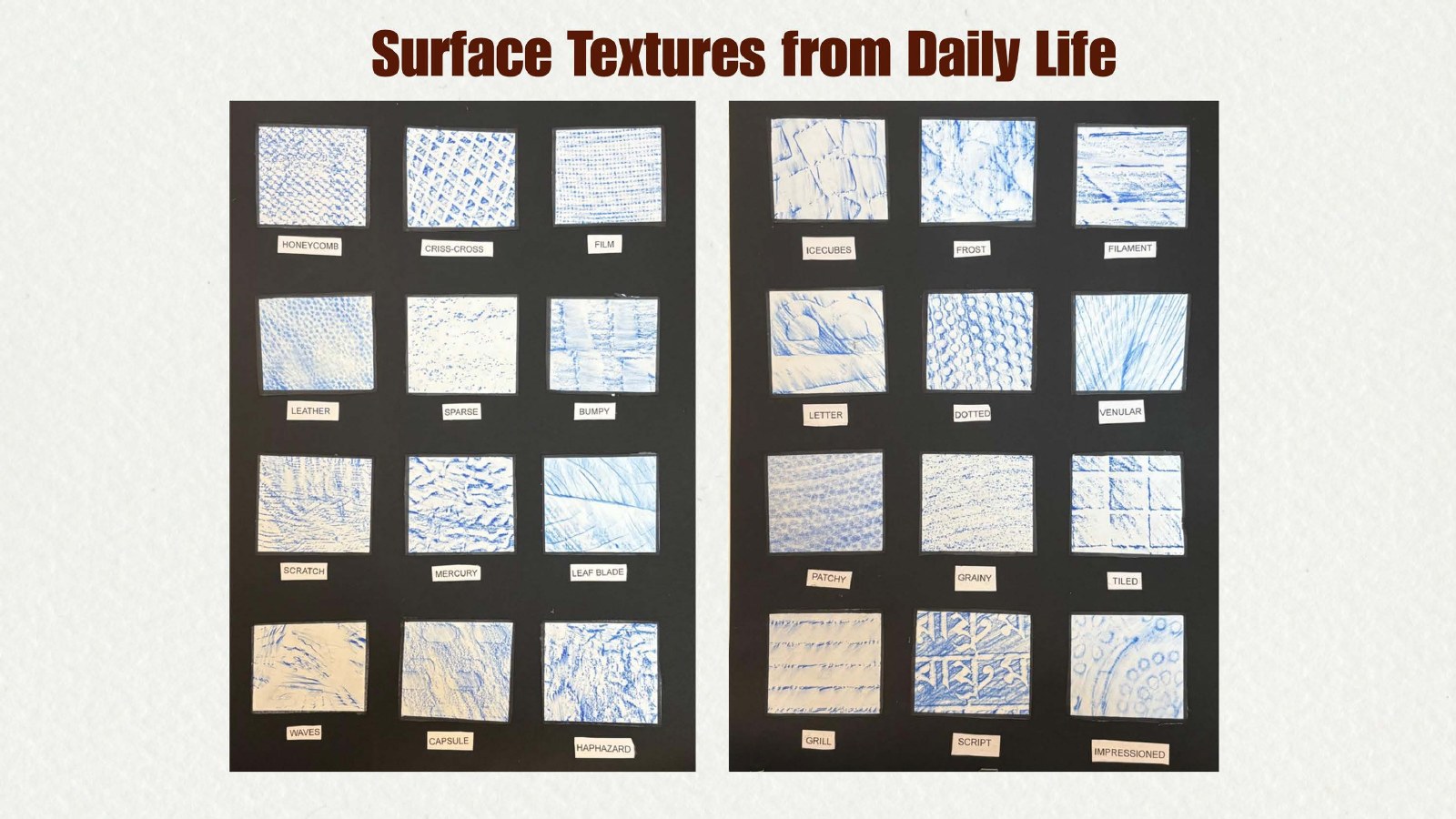 Surfaces from Daily Life, Texture documentation